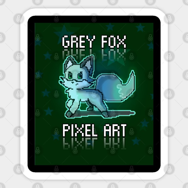 Cute Grey Fox Pixel Art - Gamer Sprites Digital Art Lovers Sticker by MaystarUniverse